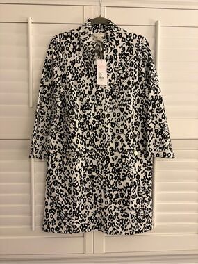 Lilly Pulitzer NWT Rosie Medium Women's Black & White Leopard Print Shirt Dress